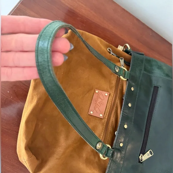 Patricia Nash Dark Green Genuine Leather Bag | Double Handles + Crossbody 🌲☘️ - Picture 12 of 15